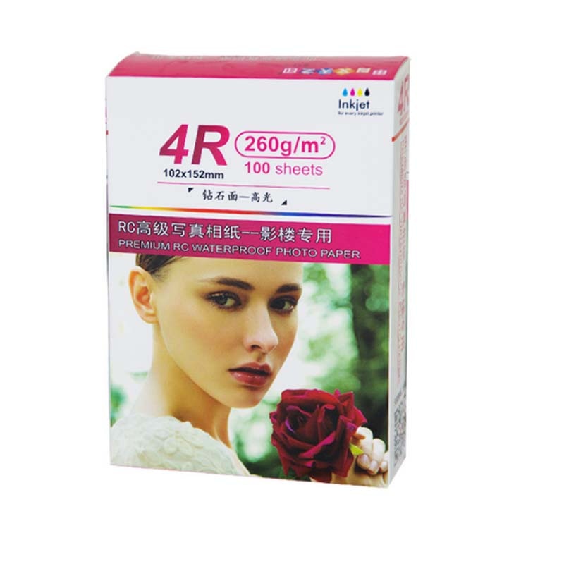 4R 100 Vellen A4 20 Vellen Waterdichte 260gsm Rc Gecoat Glanzend Fotopapier Voor Inkjet Canon Printer