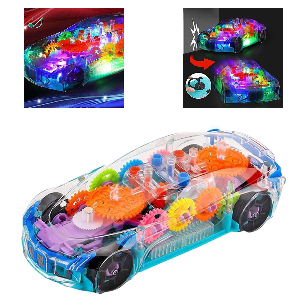 Transparante Speelgoed Auto Voor Peuters, Elektrische Mechanische Gear Race Auto Met Kleurrijke Licht En Charmante Muziek Baby Sport Auto