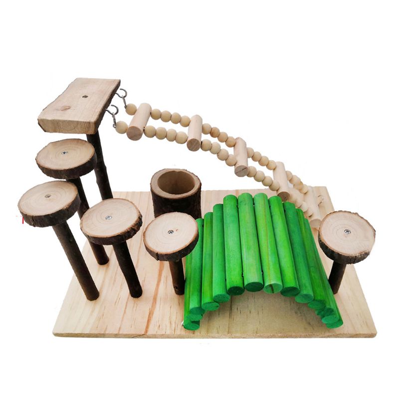 Vogel-Spielplatz Aus Holz Mit Plattform & Leiter – Für Sittiche, Hamster, Chinchillas & Kleine Vögel