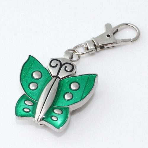 Krystal sommerfugl pige lomme vedhæng nøglering ur nøglering kæde ur med taske  gl08k lomme vedhæng ur klip: Grøn
