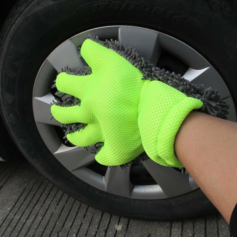 Udtværing bilvask handsker skrubbe to-siders rengøring 5- finger hånddæksel indvendigt