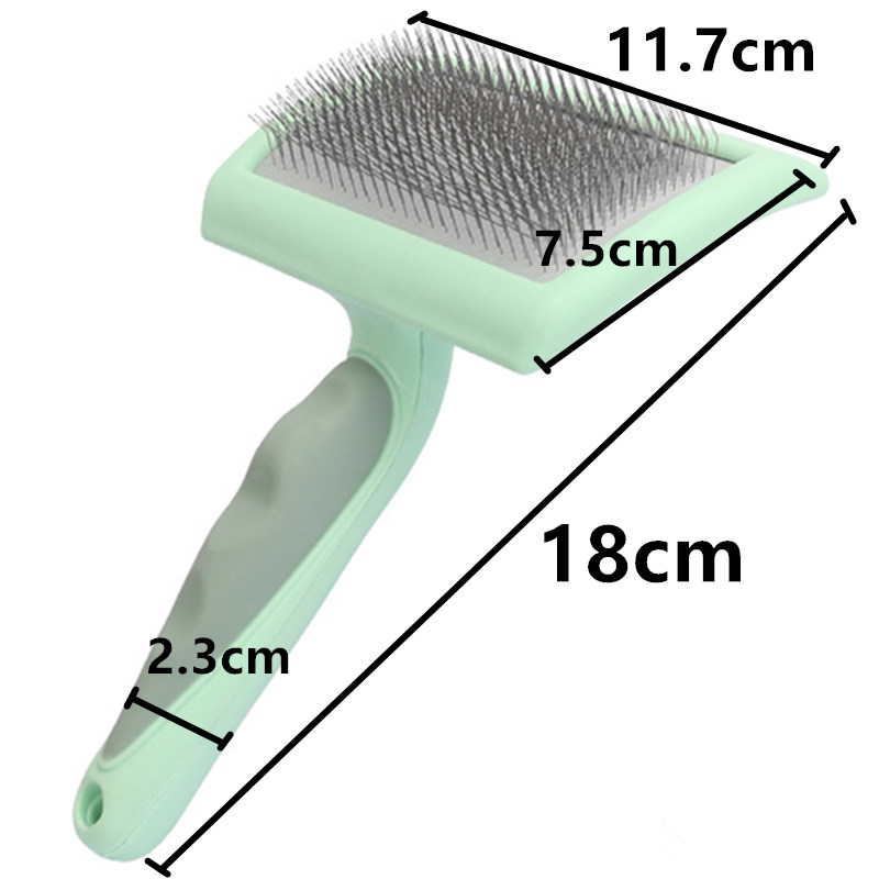 Brosse pour chien en acier inoxydable, peignes de Massage pour chien, brosse de toilettage pour animaux de compagnie, outils de nettoyage, poignée souple, peigne pour chat: green