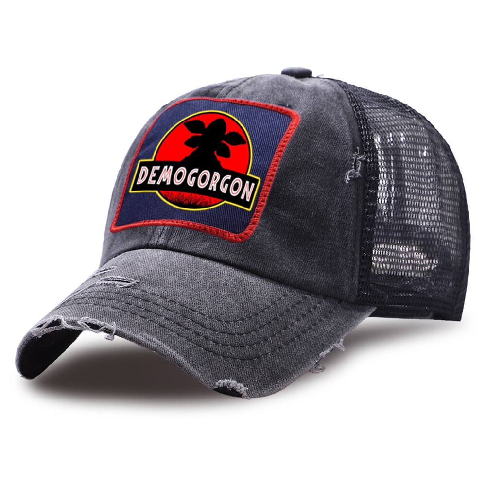 Stranger Things Demogorgon Snapback Hat Unisex Mesh Baseball Caps Summer Casual Riding Hats Hip Hop Outdoor Vintage Fray Cap: black6