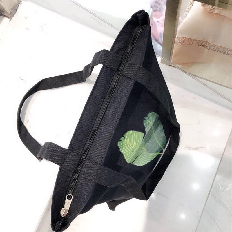 Canvas Tote Bag For Women Female Handbags Eco Reusable Cloth Shopping Bag Student Book Bags Ladies Casual Shopper Bag Black