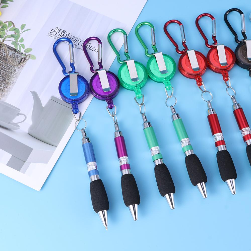 10 Pcs Intrekbare Badge Reel Pen Met Riem Clip En Karabijnhaak (Willekeurige Kleur)