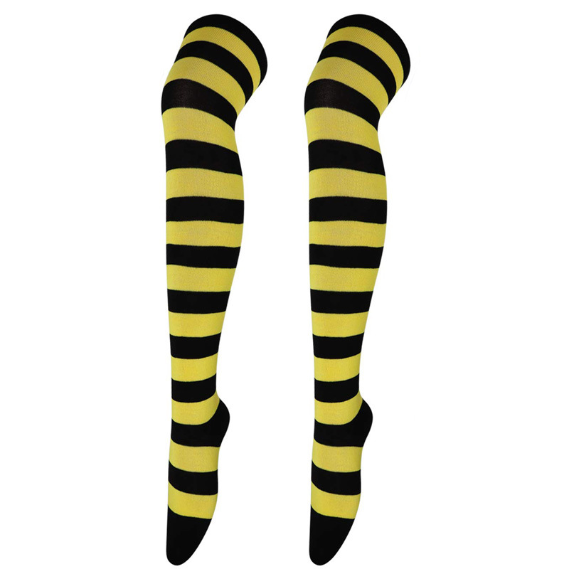 Calze a righe colorate Calzini sopra il ginocchio giapponesi Moda donna Mantieni caldi Soks Calze lunghe sottili sexy Calze a righe bianche nere