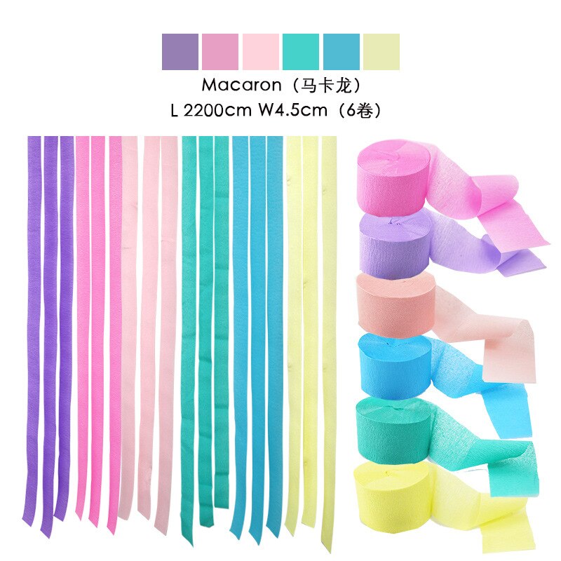 6 Rolls Crepe Paper Streamer Rolls Hanging Party Decor Eid Mubarak Ramadan Decor Weddiing Birtthday Party Backdrop Streamer: NO.2 6Rolls