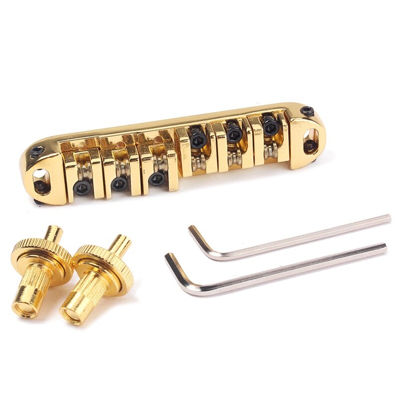 Messing rulle justerbar sadel tune-o-matic zink legering og messing rulle bro til lp elektrisk guitar, guld
