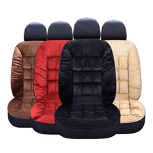 Universal Plush Car Seat Cover Warm Lattice Style Auto Front Back Backrest Seat Cushion Pad Car Winter Interior 4 Seasons 2pcs