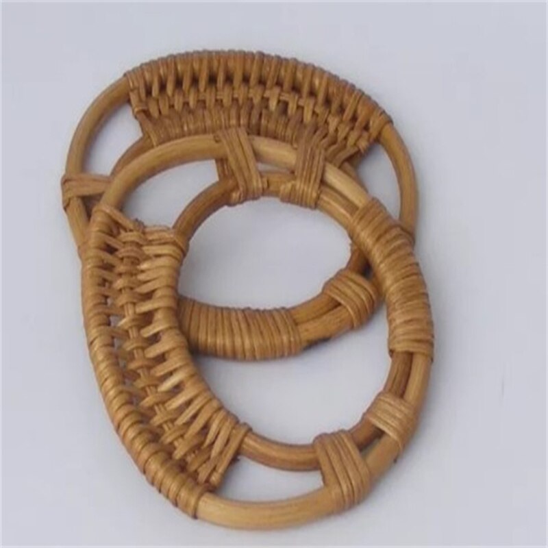 Bolso redondo de ratán para bolso, Asa de bolso, colgador de bolso DIY, correa de bambú de madera, accesorios de punto para bolso