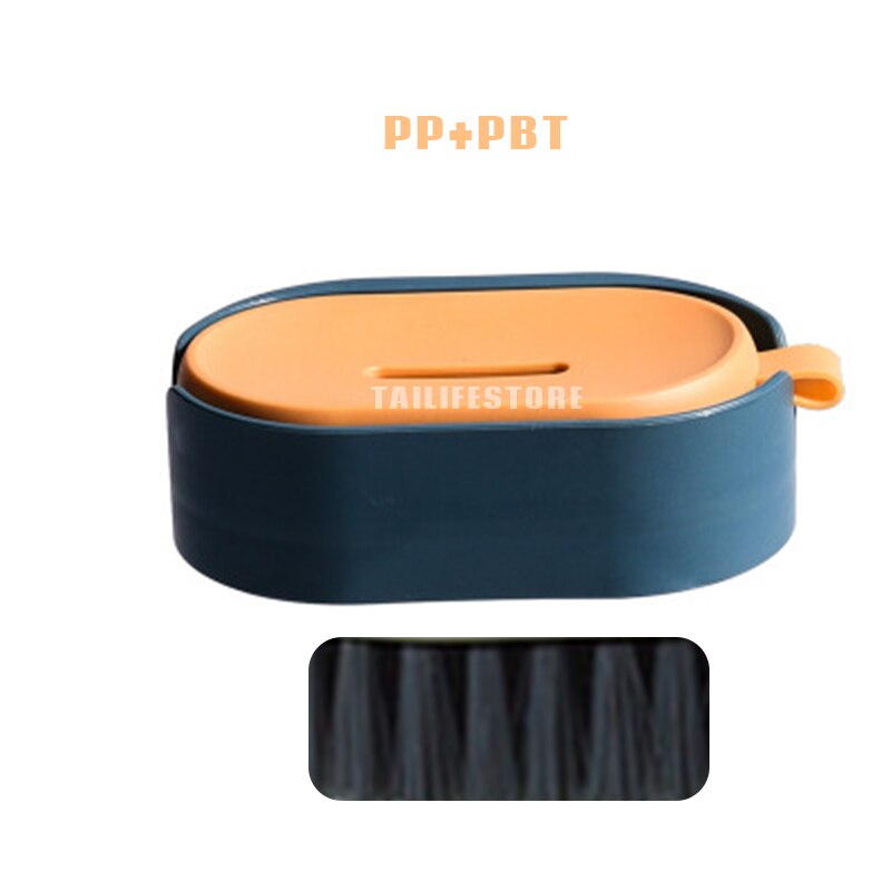 Cepillo para la limpieza de la ropa con bandeja, limpiador de polvo de cepillo, herramienta de baño de cocina para ropa, zapatos, Bol, olla, nórdico, PBT PP: Yellow A