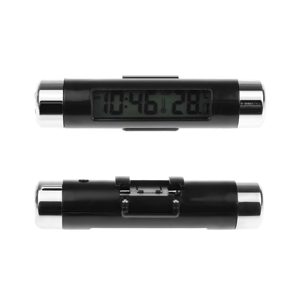 2- in- 1 auto lcd clip-on digitale temperatuur thermometer klok kalender auto blauwe achtergrondverlichting klok auto accessoires