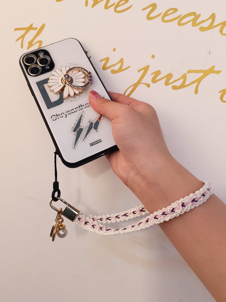 Telefoon Case Sleutelhanger Korte Polsband Mobiele Telefoon Korte Kleine Geur Gevlochten Lanyard Armband Hanger Anti-Verloren Lanyard