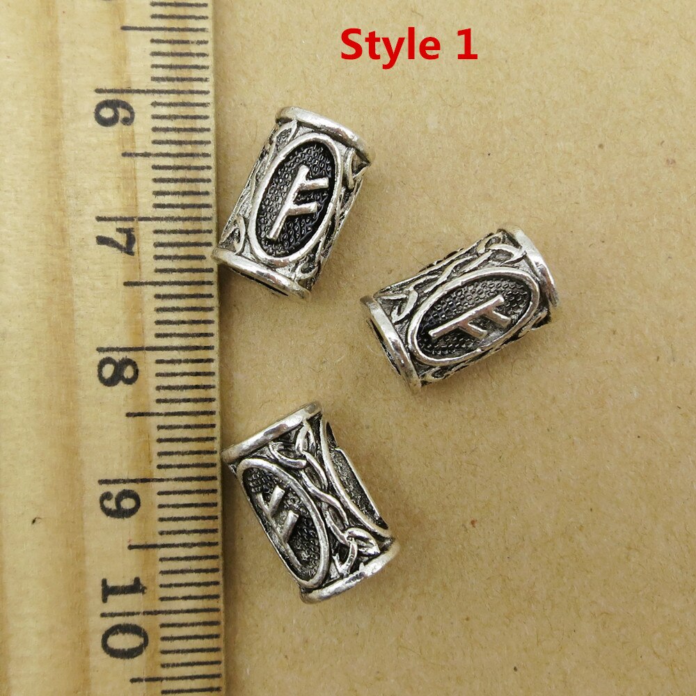 5 stücke/24 stücke Wikinger Rune Haar flechten Furcht Dreadlock Bart Perlen ringe Rohre Für männer frauen Haar Zubehör: 5Stck Stil 1