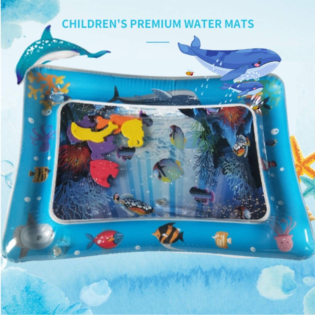 Baby Inflatable Toys Summer Inflatable Water Mat Sea Life Mat Ice Pad Prone Baby Inflatable Mat inflables juegos: Blue