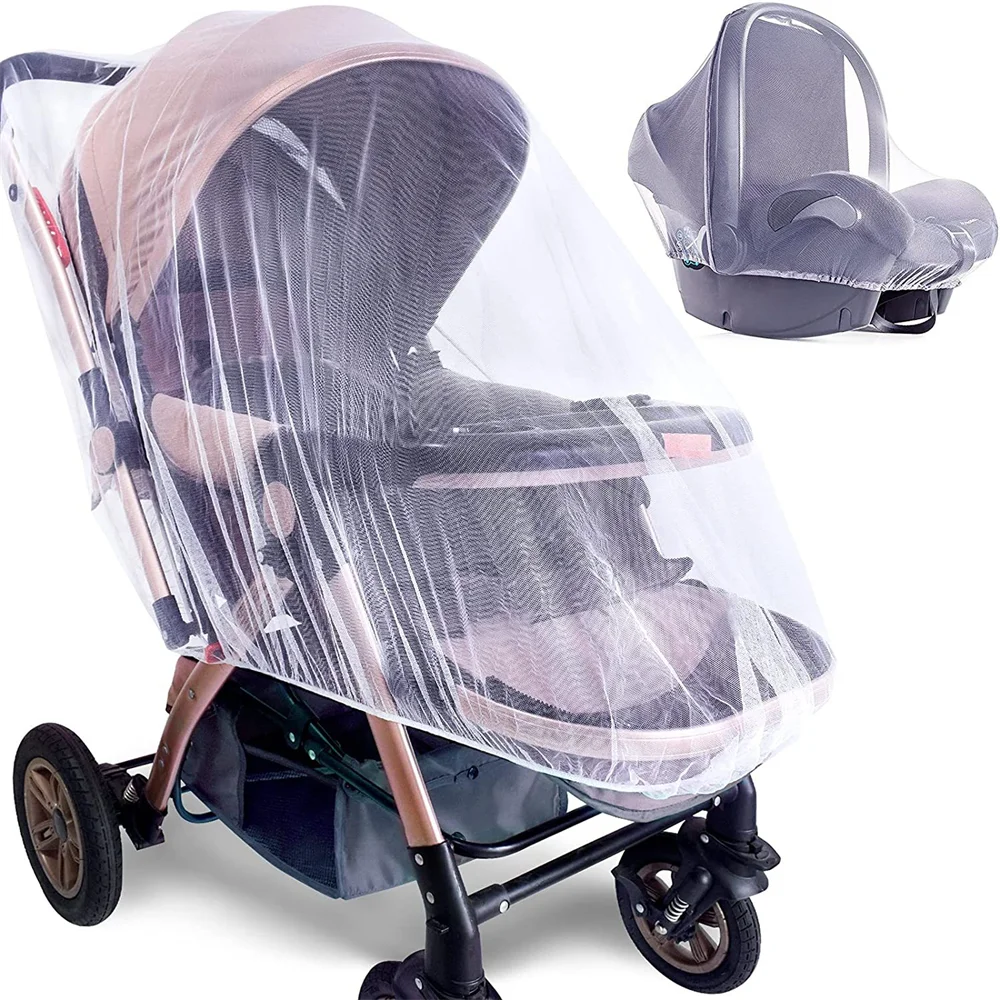 Klamboe Voor Kinderwagen Draagbare Mini Wieg Bug Netto Wasbare Fijne Mesh Cover Met Elastische Rand Voor Kinderwagen Wieg: WHITE