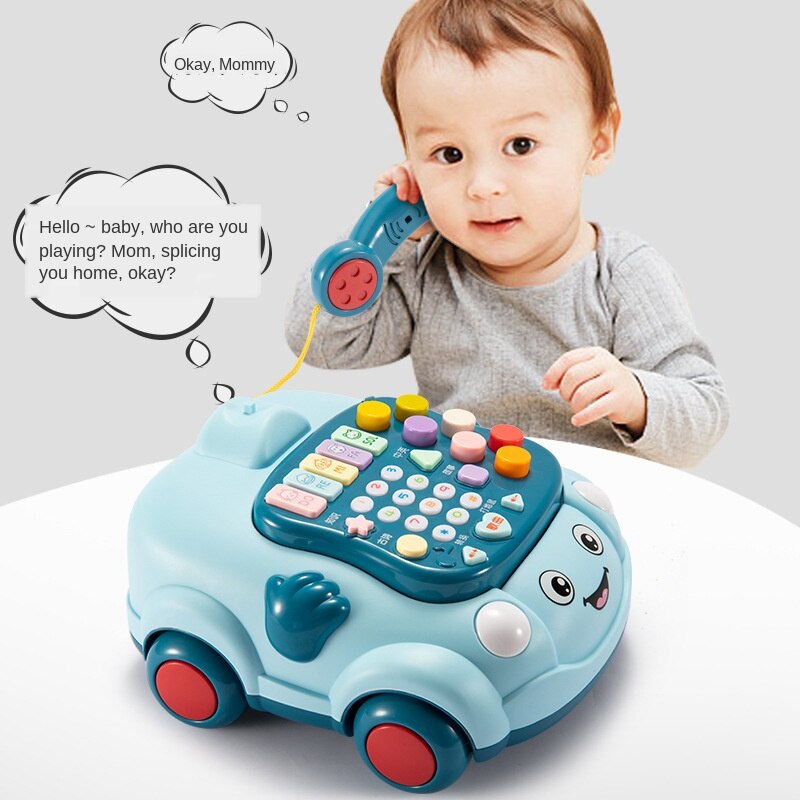 Telefoon Vaste Auto Muziek Met Led Speelgoed Puzzel Vroege Educatief Drag Pull Chrismtas Baby Rammelaars Piano Voor Baby