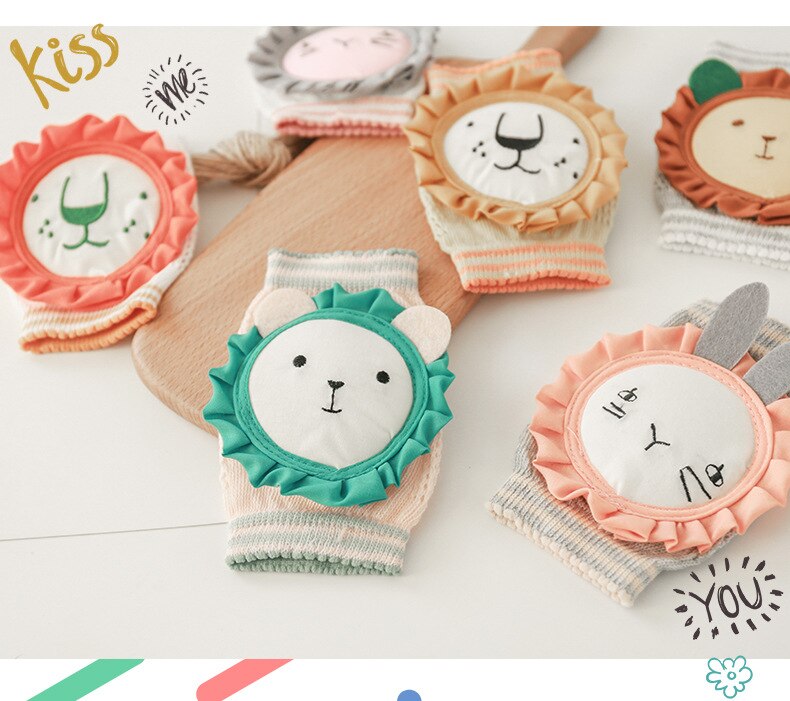 1-5T Baby Knieschijf Patroon Bunny/Puppy/Leeuw Zomer Kinderen Katoen Knie Pad Baby Kruipen knie Pads Mesh Ademende Protector