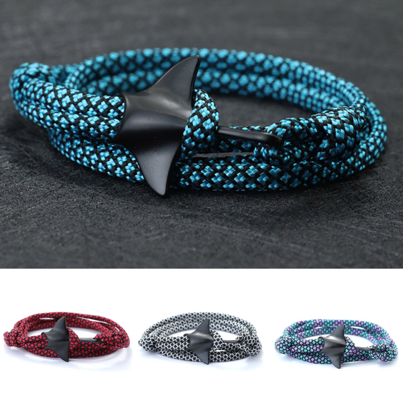 Pulsera Manta 2025 para hombre, pulsera de cuerda de Paracord ajustable de doble capa, brazalete de protección de animales marinos, joyería para surfista de playa