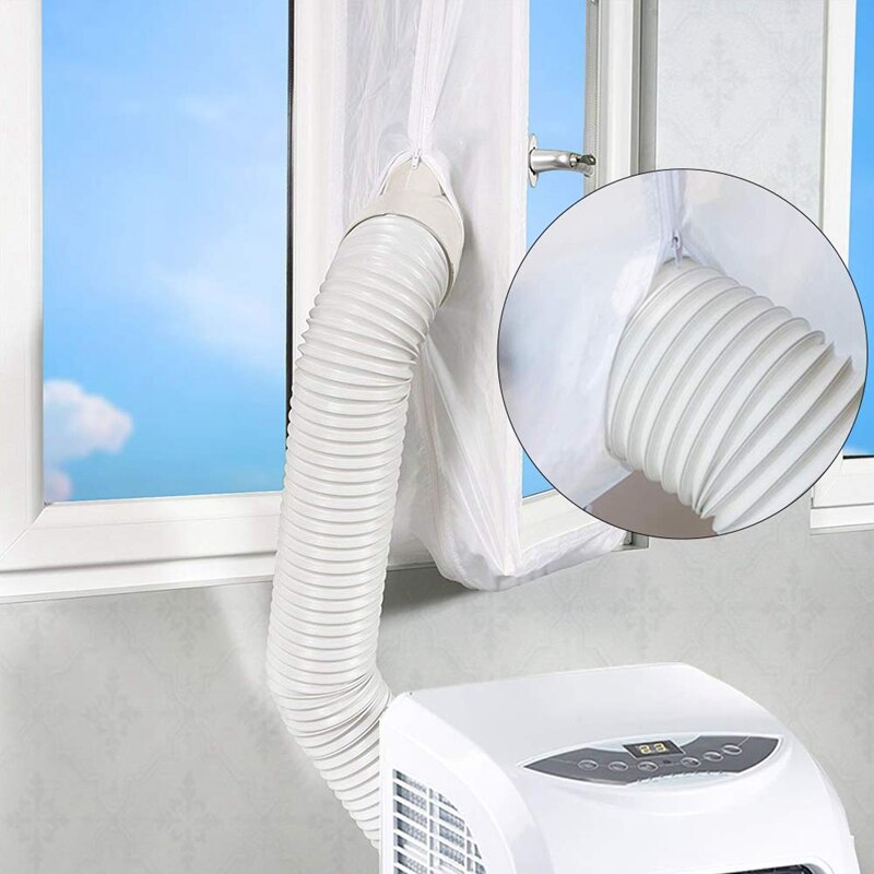 AirLock Window Seal for Portable Air Conditioner,400 Cm Flexible Cloth Sealing Plate Window Seal with With Zip and Adhesive Fast