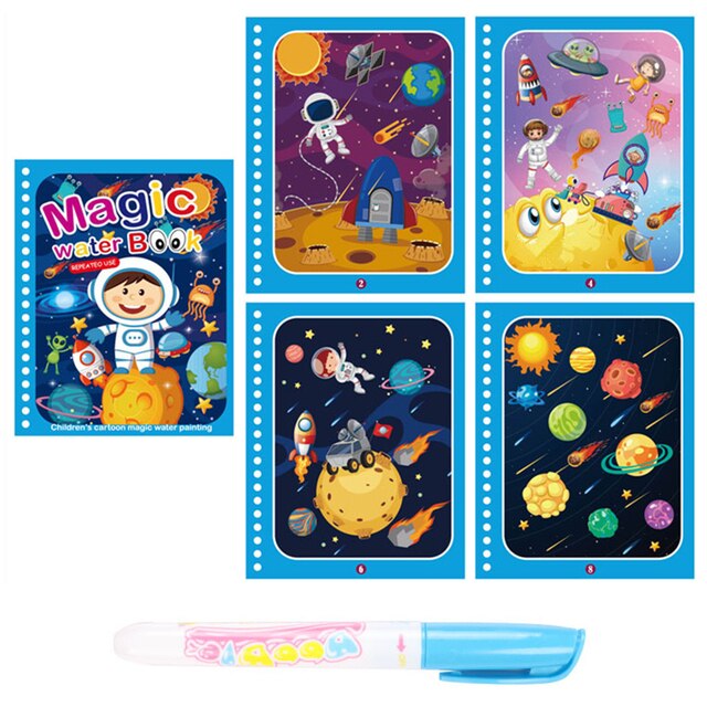 Interesante cuadro al óleo de tela que adorna el libro para colorear con agua, dibujo de grafiti de dibujos animados, bolígrafo mágico, tablero de dibujo, juguete: U
