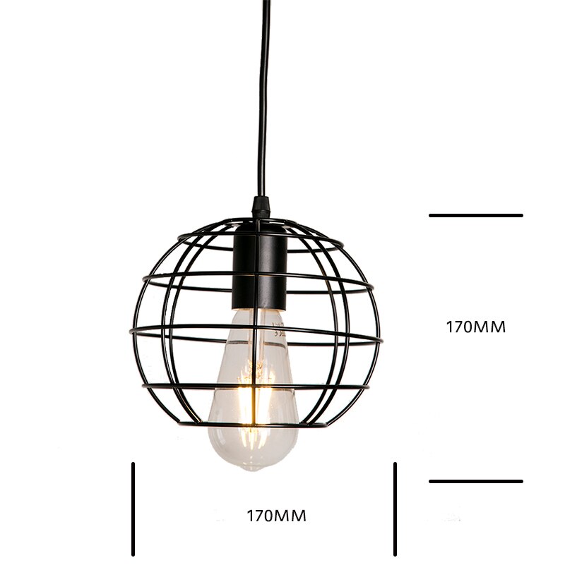7 type moderne sorte bur pendel jern minimalistisk retro nordisk loft pyramide lampe metal hængende lampe  e27 indendørs: 8009