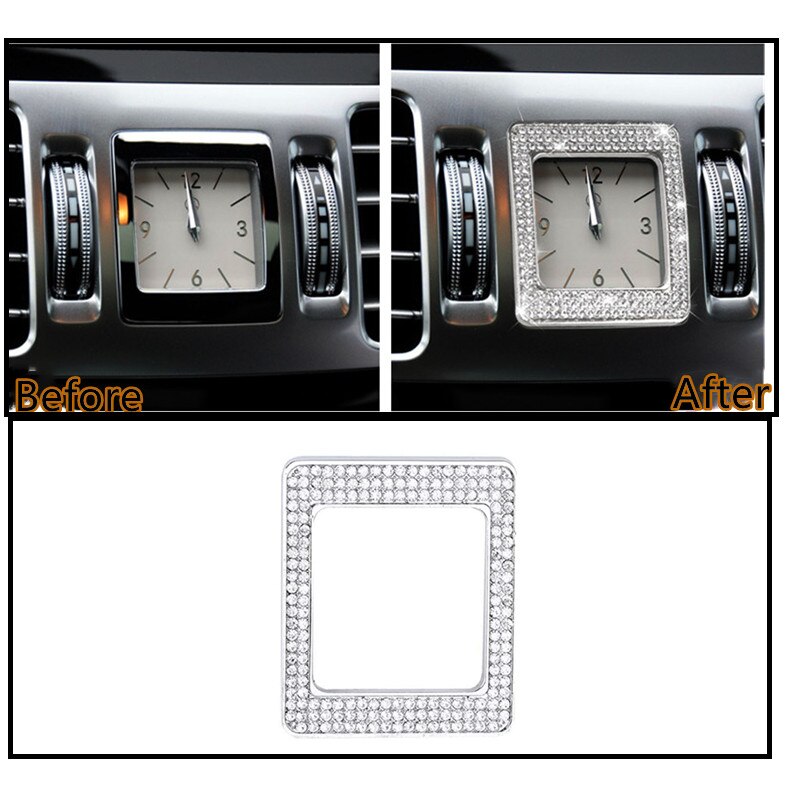 Auto Interieur Klok Rhinestone Applique Guirlande Voor Mercedes Benz Accessoires C Klasse Glc Cls (Vierkante Klok)