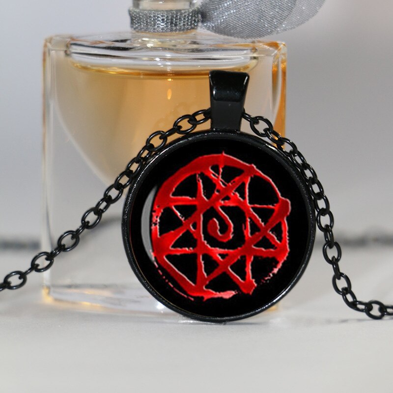 Full Metal Alchemist Necklace Full Metal Alchemist Pendant Glass Dome Pendant Necklace HZ1: Black