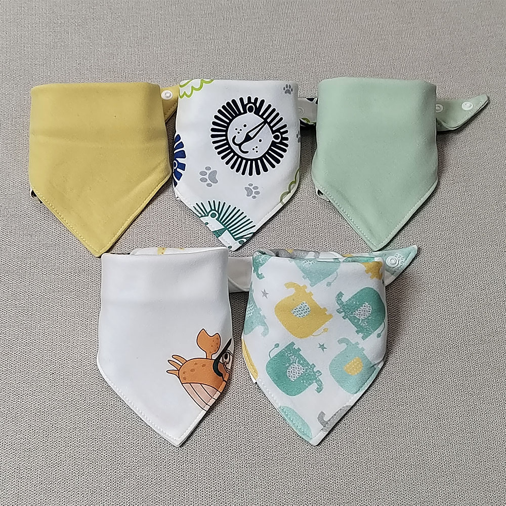 5 teile/los Baby Lätzchen Dreieck Doppel Baumwolle Lätzchen Cartoon Print Speichel Handtuch Baby Jungen Mädchen Fütterung Schürze Baumwolle Bandana Lätzchen: Beige