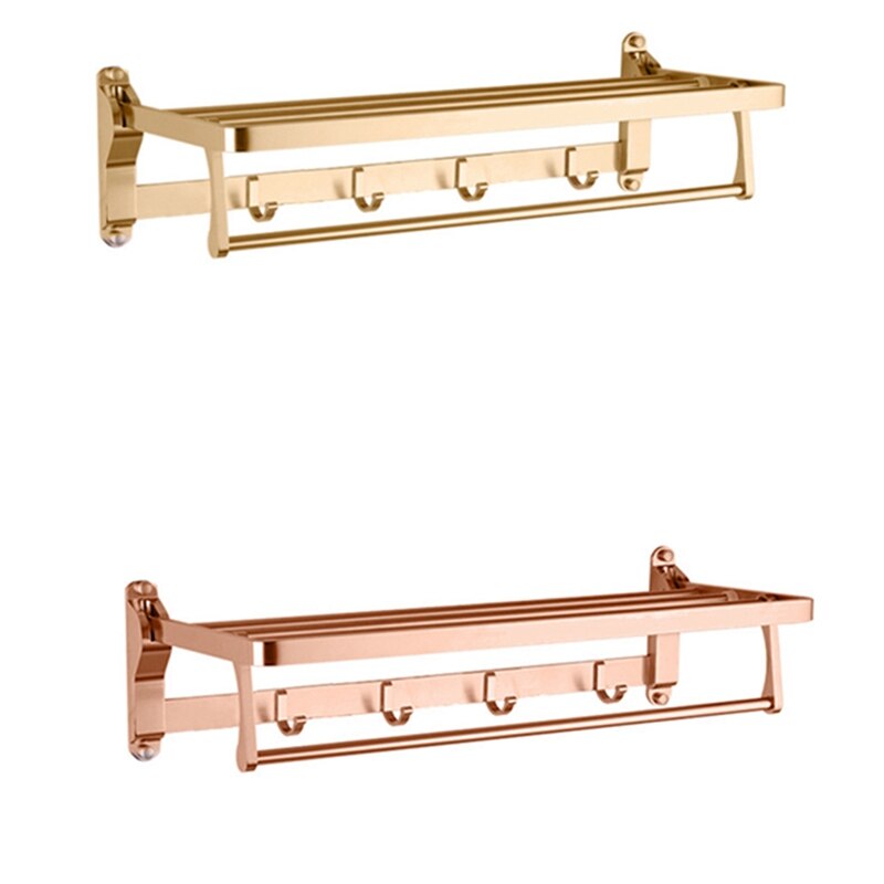 Håndkleholder baderom aluminium rose gull henger fold matt badehåndkle rack veggmontering vaskerom hylle