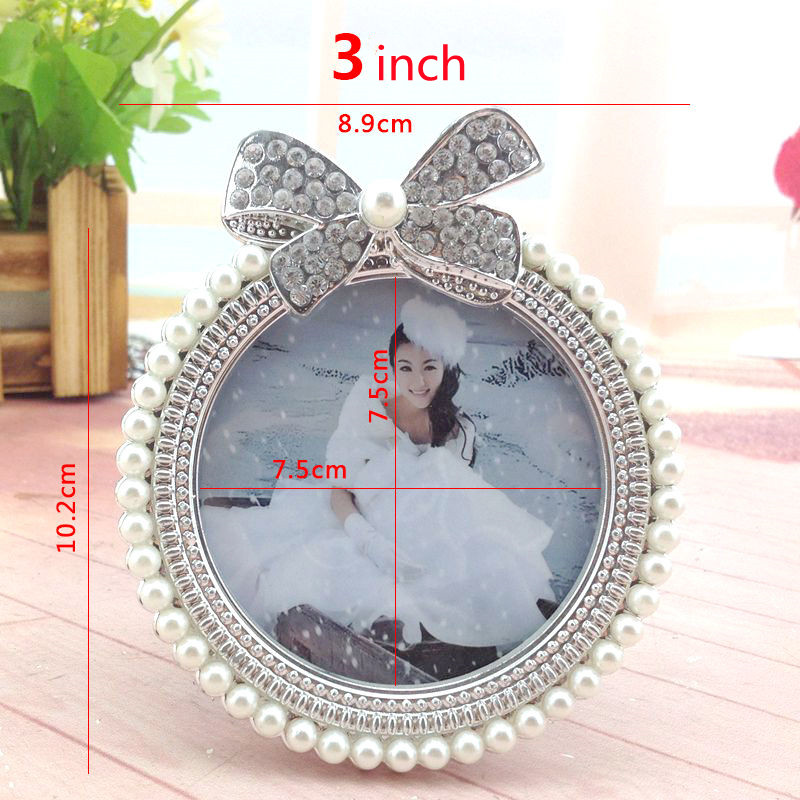 European Style Pearl Diamond Photo Frame Round/Ova... – Grandado