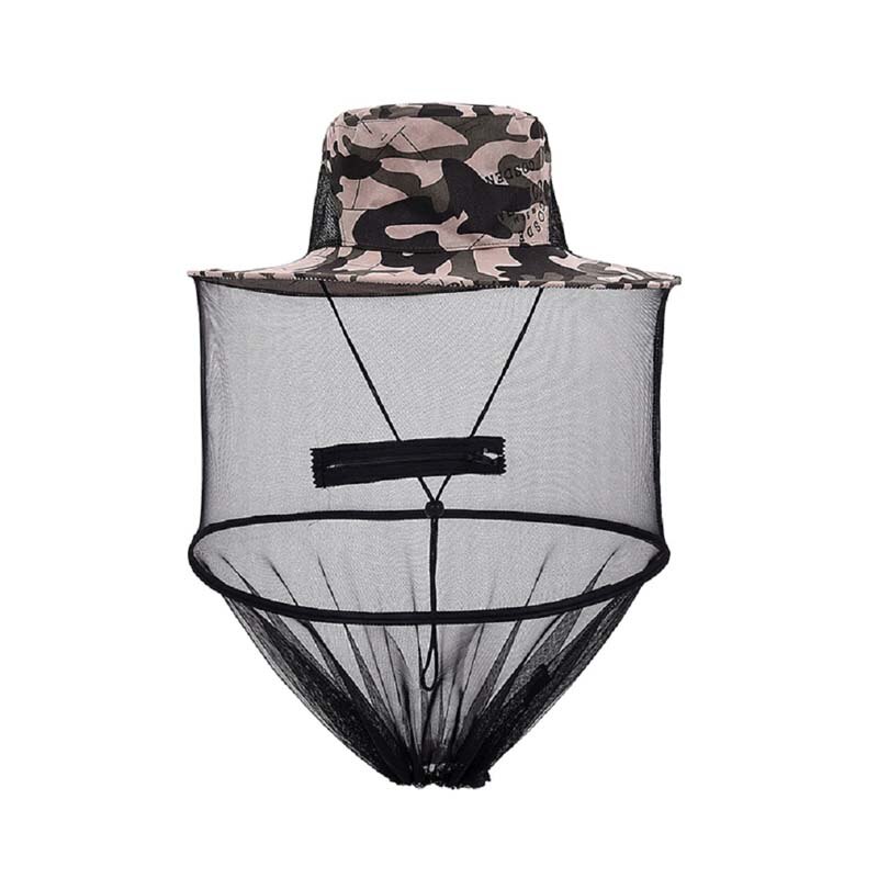 Camuflaje Anti Mosquito pesca con red de malla cabeza cubierta pescador apicultura antifaz de acampada cara proteger: Dark Gray