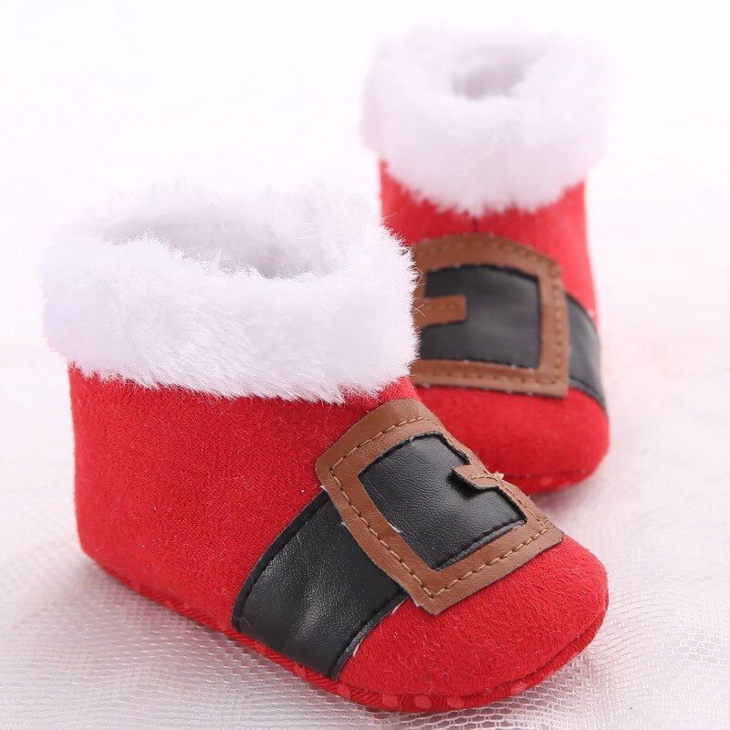 Christmas Winter Santa Claus Warm First Walkers Snow Baby Infant Crochet Knit Fleece Baby Shoes for Boys Girls DS9