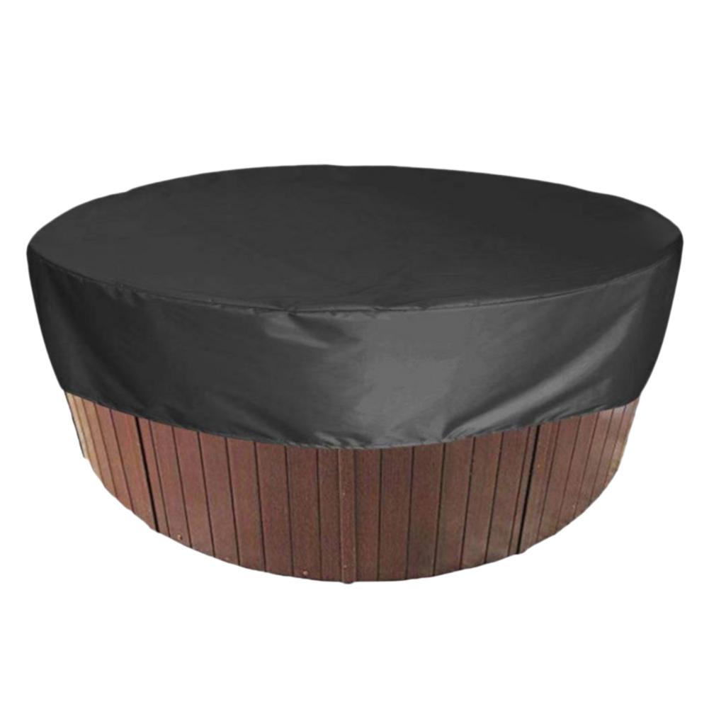 122/162cm Round Pool Cover Foldable Waterproof Dustproof Bathtub Cover 210D Oxford Cloth Outdoor Swimming Pool Tub Cover