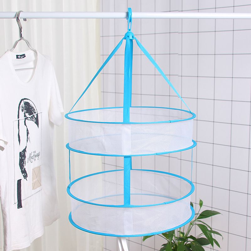 Double Layer Drying Rack Laundry Basket Dryer Folding Hanging Clothes Underwear Sweater Cloth Net Dry Rack Mesh Hanger