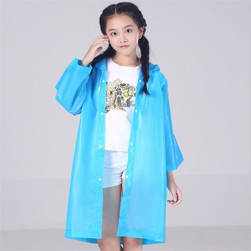 Kids Regenjas Poncho Lange Doorzichtige Plastic Regenjas Cover Waterdicht Hooded Regenkleding Student Kinderen Meisje Jongen Regen Jas: blue  for kids