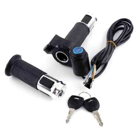 1set Aluminium Alloy Electric Bike Twist Throttle Grips with LED Display Tricycle Speed Control 5 wires scooter Accelerator: sliver