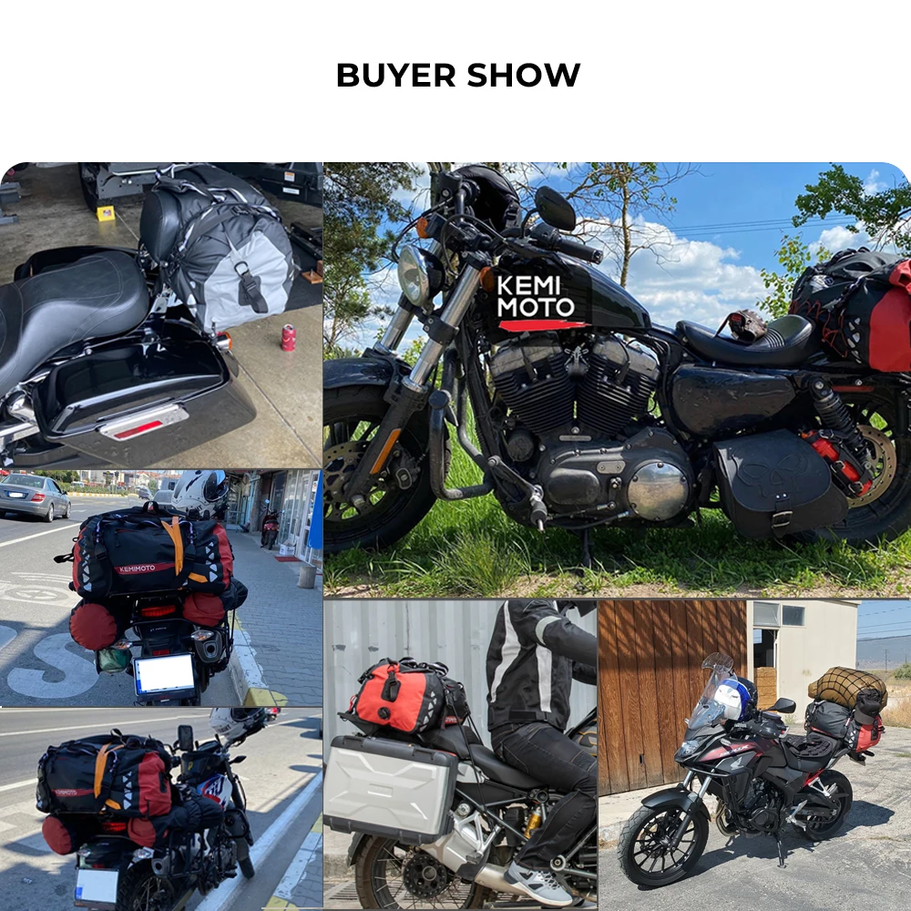 KEMIMOTO Borsa da moto Borse da coda in PVC impermeabile Borsone da coda riflettente Borsa da sella per bagagli asciutti Borsa da esterno per BMW per Yamaha