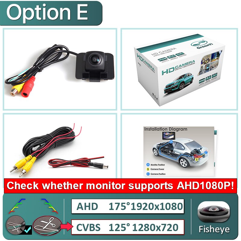 Greenyi 170 ° ahd 1920*1080p specialbil bakkamera til mercedes benz  w204 w212 w221 s600 s550 s500 s450 s430 s420 bil: E-ahd 1080p-175 grader