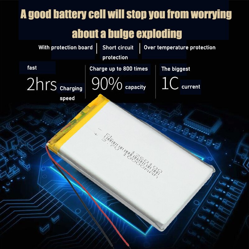 Batería Lipo recargable de 3,7 V, 10000mAh, li-po, 1260100, con PCB, batería de polímero de litio, baterías de repuesto para tableta y DVD