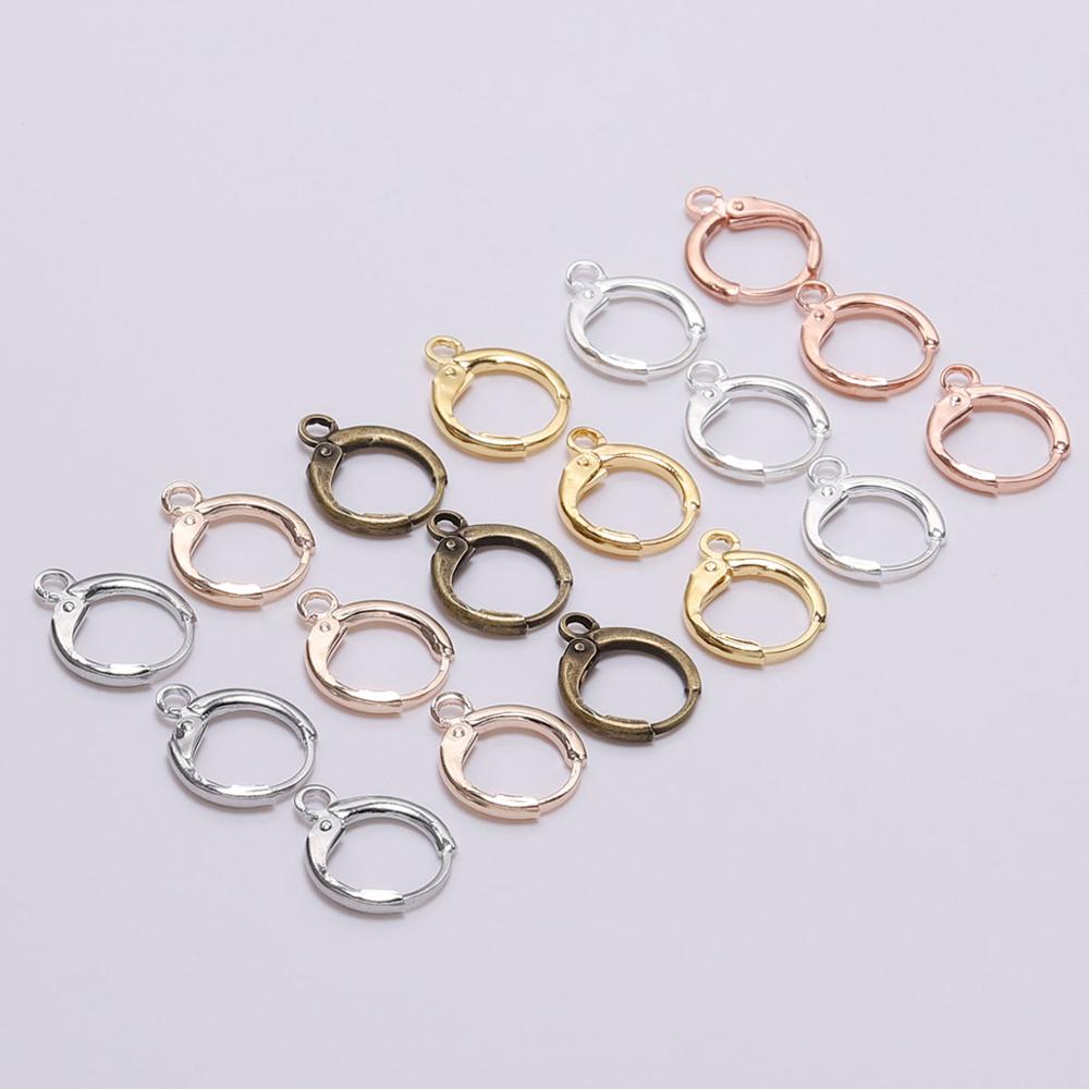 20pcs product 14*12mm Hook Clip Earrings Clasps & Hooks Material Wire Settings Base Hoops Supplies For DIY Jewelry