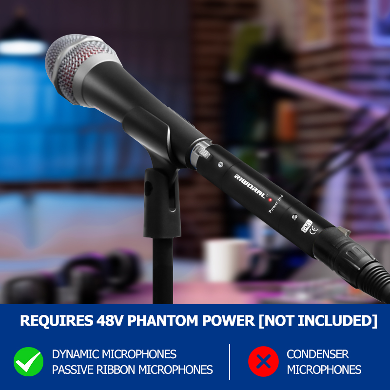 Microfoon Dynamische Voorversterker 28db Versterking Dynamische Mic Versterker 48V Metalen Structuur Studio Live