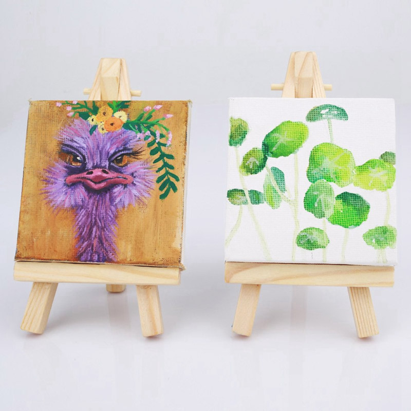 Børn 10 sæt mini display staffeli lærred 8 x 8cm bryllup bord numre maleri hobby maling håndværk gør-det-selv kunstner tegning lille