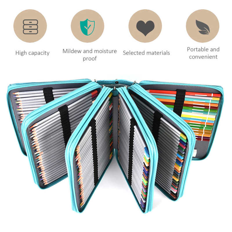 252 Gaten Gekleurde Etui Grote Capaciteit Art Schilderen Pen Draagbare Pu Pencilhold Pouch Kit