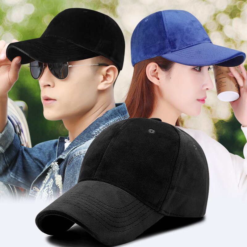 Solid fløjl baseball kasket sort mærke kasketter herre snapback hatte justerbar knogle kvinder udendørs sport golf hat