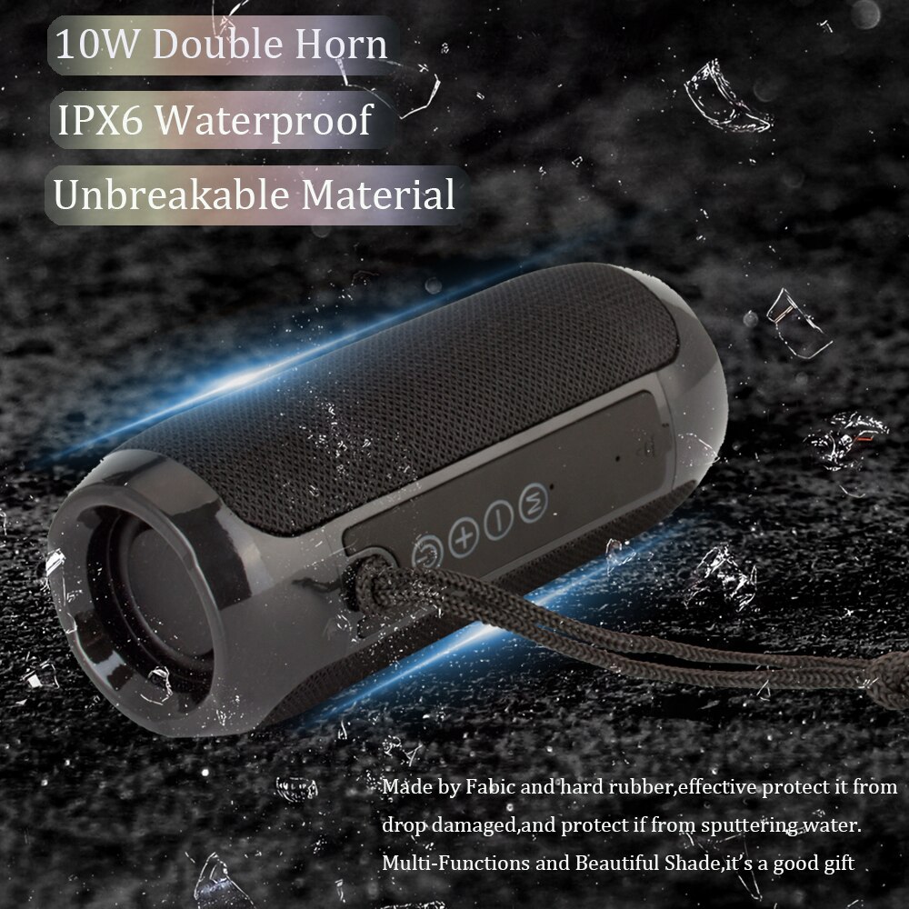 Portable LED Bluetooth Speaker FM Radio Wireless Column 1200 mAh Sound Box mp3 Aux USB Phone Computer Bass 10W Waterproof