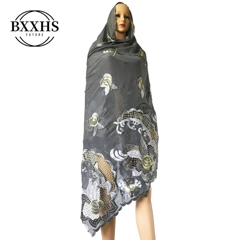 Écharpe africaine pour femmes, grande écharpe brodée 100% coton, avec pierres pour châle, hijab africain,
