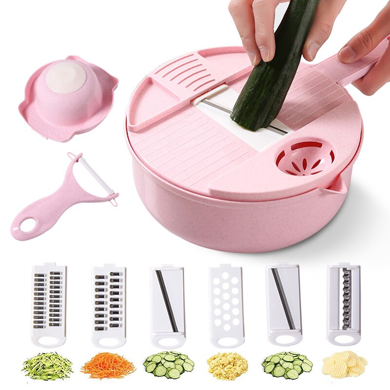 Multi-functional Vegetable Fruits Tools,with 6 Blades Egg Divider Drainer Salad Maker For kitchen gadgets,kitchen accessories