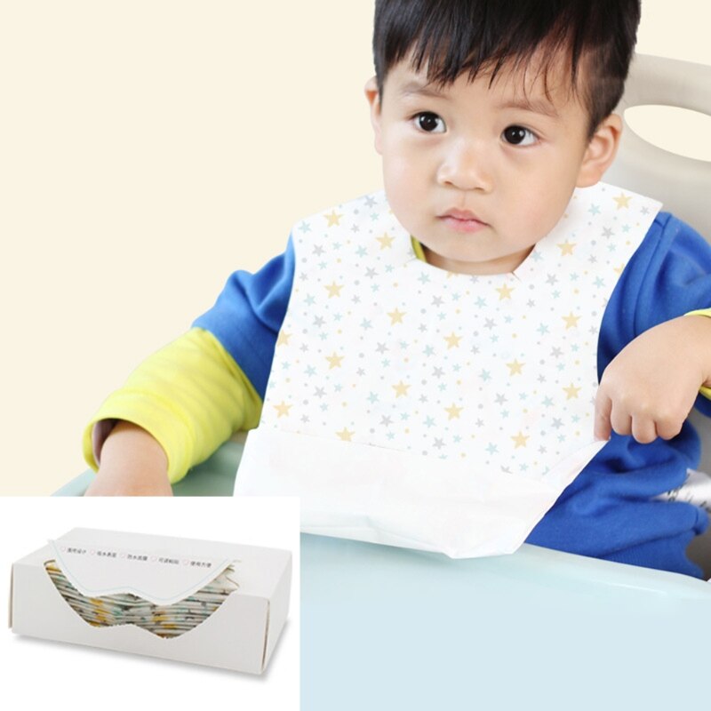 20Pcs Unisex Baby Wegwerp Slabbetjes Niet-geweven Bandana Speeksel Handdoek Zuigelingen Verstelbare Waterdicht Burp Doek Voor Home Reizen gebruik