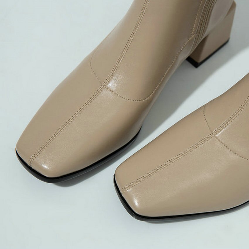 QUTAA Herbst Winter Stiefeletten Karree PU Leder Frauen Schuhe Square Ferse Zipper Kurze Stiefel Große Größe 34-43